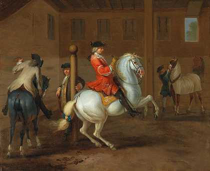 约翰·格奥尔格·德·汉密尔顿的《骑马学校里骑着灰马的骑士》