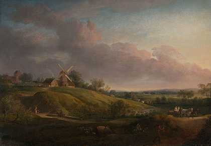 Jens Juel的《教堂和磨坊的风景》