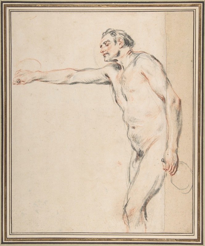 让·安托万·瓦托的《一个拿着瓶子的裸体男人的研究》