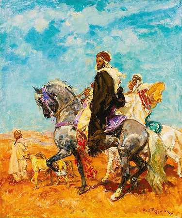 《沙漠中的阿拉伯骑士》，亨利·埃米利安·卢梭
