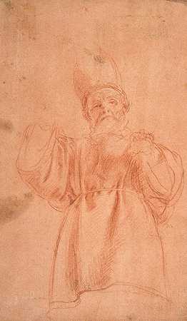 Tanzio da Varallo的《双臂高举的牧师戴着双角提拉》