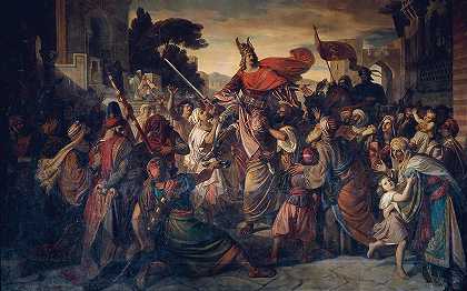 “1254年卡尔·拉尔在卢塞里亚萨拉森接待曼弗雷德（1231–1266）