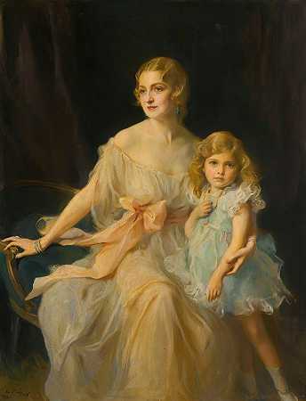 菲利普·阿莱克修斯·德·拉斯洛的《克劳德·利夫人和弗吉尼亚·利小姐的肖像》