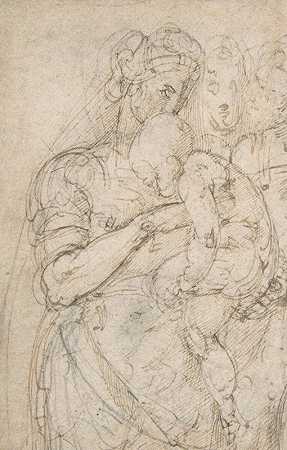 巴蒂斯塔·佛朗哥的《带着孩子的站立圣母，右上方有两个头》