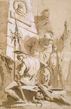 乔瓦尼·巴蒂斯塔·蒂埃波罗的《纪念碑周围的士兵》