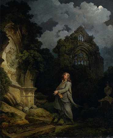 菲利普·雅克·德·卢瑟堡《月光教堂的游客》