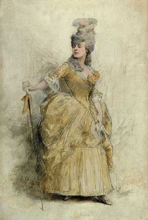 “雷简穿着舞台服装的肖像画（1856-1920年），作者：Theobald Chartran