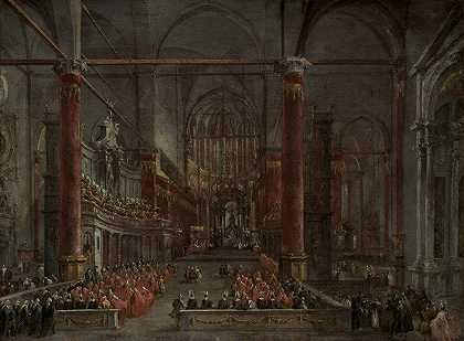“弗朗西斯科·瓜尔迪1782年在威尼斯圣保罗教堂举行的教皇仪式”