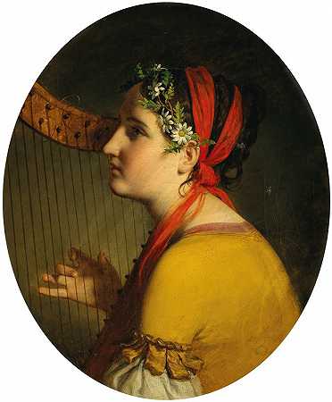 弗里德里希·冯·阿默林《竖琴女士肖像》