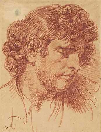 “头发卷曲的男人，由Jean-Baptiste Greuze设计