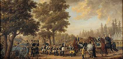 “瑞典国王古斯塔夫三世和一名士兵。1789年俄罗斯战争的插曲，作者：佩尔·希尔斯特罗姆