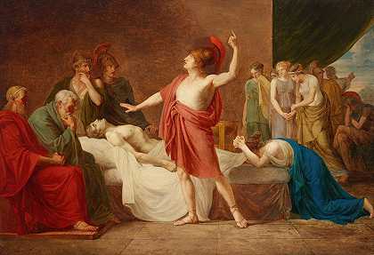 《阿基里斯哀悼帕特罗克洛斯之死》作者：雅克·路易·戴维