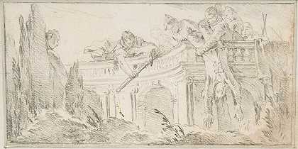 乔瓦尼·巴蒂斯塔·蒂波洛的《男人在花园里处理尸体的场景》