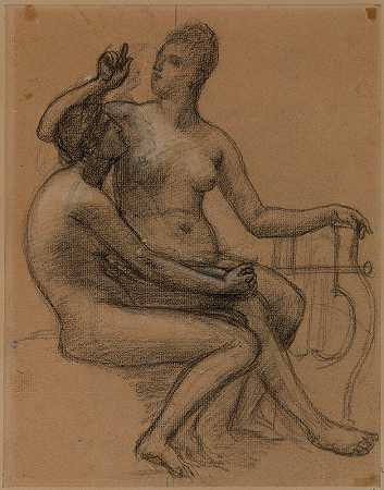 “两个裸体女人坐在皮埃尔·普维斯的椅子上