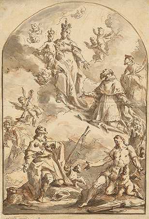 加斯帕雷·迪齐亚尼（Gaspare Diziani）的《戴王冠的圣母与荣耀的孩子》（The Crowned Madonna and Child in Glory），与圣徒塞巴斯蒂安（Sebastian）、罗奇（Roch）、杰罗姆（Jerome）和约翰·内波穆克
