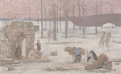 “冬季，巴黎市政厅草图，作者：Pierre Puvis de Chavannes