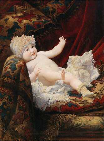 恩斯特·克里姆特的《戴蕾丝帽子的婴儿肖像》