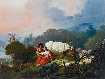 Jean HonoréFragonard《牧羊人和牧羊女休息的田园风光》