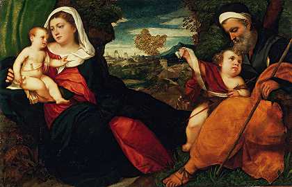 Bonifacio Veronese的《风景中的神圣家庭》