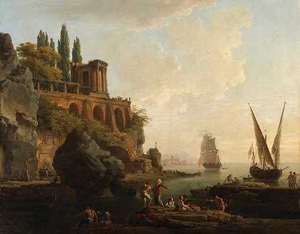 Claude Joseph Vernet的《想象的风景，意大利港口场景》