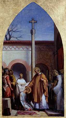 塞巴斯蒂安·梅尔基奥尔·科努（Sébastien Melchior Cornu）的《孤独的圣塞维林》（Saint Severin）将修道院的习惯赋予了圣云