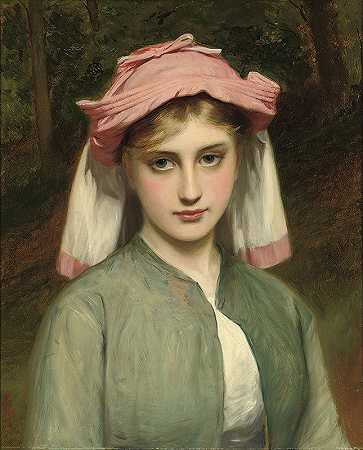 查尔斯·西勒姆·利德代尔的《森林中的少女肖像》