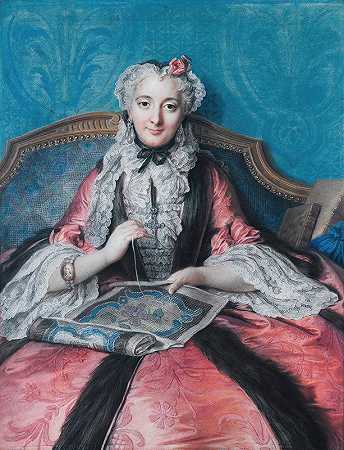 查尔斯·安托万·科伊佩尔的《缝纫妇女肖像》