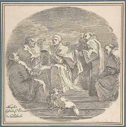 让·奥诺雷·弗拉戈纳尔（Jean HonoréFragonard）的《圣塞莱斯廷五世放弃教皇》（Saint Celestine V Renocing the Papacy），出自马蒂亚·普雷蒂（Mattia Preti）之手