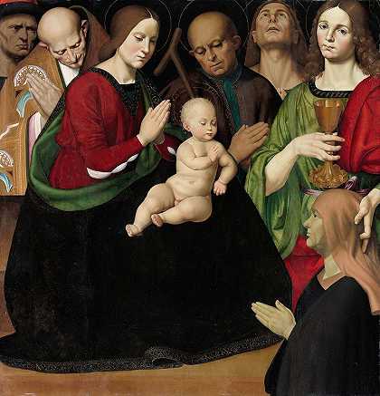 安东尼奥·里姆帕塔的《神圣家庭与四位圣徒和一位女性捐献者》