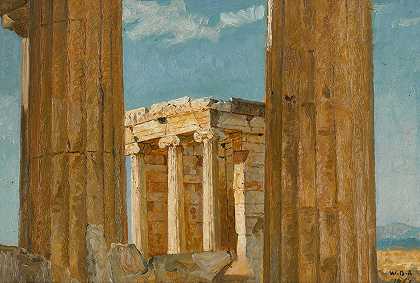 威廉·布莱克·里奇蒙德（William Blake Richmond）从Propylea看到的耐克阿普特罗斯神庙