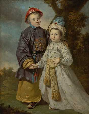 蒂莉·凯特尔的《两个穿着东方服装的孩子的肖像》