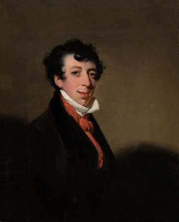 乔治·金纳里（George Chinnery）的《一位穿着棕色外套和红色领带的绅士的肖像》