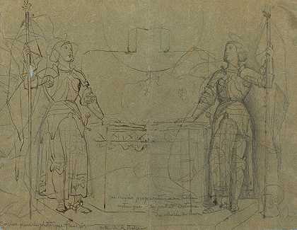 《圣女贞德站在兰斯大教堂的祭坛上》，让·奥古斯特·多米尼克·安格尔著