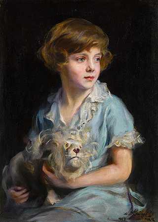 菲利普·阿莱克修斯·德·拉斯洛（Philip Alexius de László）的《一个孩子和一头狮子的肖像》