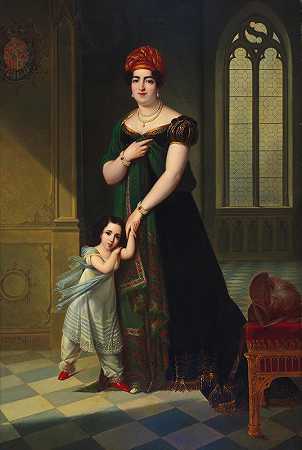 弗朗索瓦·约瑟夫·金森的《公爵夫人和她的儿子的肖像》