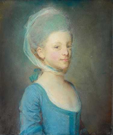 让-巴蒂斯特·佩罗诺（Jean-Baptiste Perronneau）的《戴着条纹围巾的年轻女子肖像》