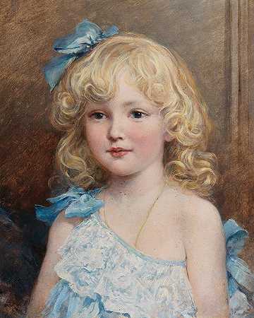 海伍德·哈代《一个穿蓝色裙子的女孩的肖像》