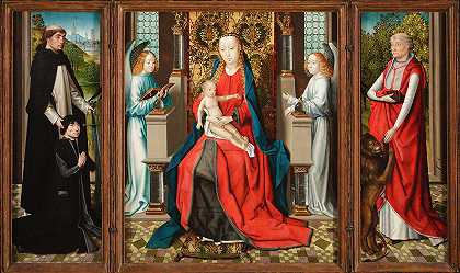 圣露西传奇大师的《圣母与天使的孩子》、《捐赠者和他的赞助者圣彼得烈士》和《圣杰罗姆和他的狮子》三联画