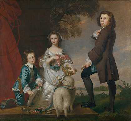 “托马斯（1740–1825）和玛莎·尼特（1741–1795年后）与他的导师托马斯·李约瑟（Joshua Reynolds爵士）