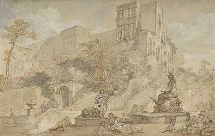 查尔斯·约瑟夫·纳图尔的《Tivoli埃斯特别墅的罗马喷泉》