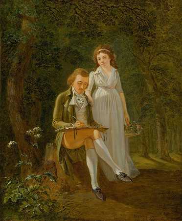 弗朗茨·尼古劳斯·科尼格的《让·弗雷德里克·德奥斯特瓦尔德（1773-1850）和他的妻子罗斯·玛丽·亚历山大·德伊弗诺瓦肖像》