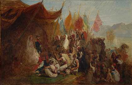 伊西多尔·皮尔斯《1860年9月18日卡比尔领导人在阿尔及尔接待拿破仑三世皇帝和尤格尼皇后的素描》