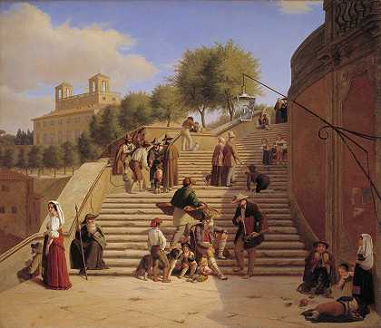 Julius Friedlænder的《罗马西班牙阶梯的上层飞行》