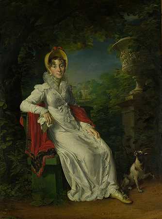 “西西里岛的卡罗琳娜·费迪南达·路易莎（1798-1870）。弗朗索瓦·杰拉德（François Gérard）在布洛涅河（靠近巴黎）的巴加泰尔公园里，贝里公爵查尔斯·费迪南的妻子