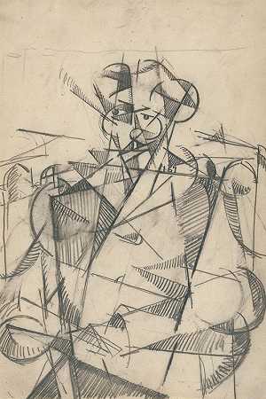 阿尔伯特·格莱兹（Albert Gleizes）的《无题（坐着的人的立体画像）》