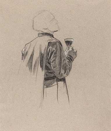 查尔斯·路易斯·穆勒（Charles Louis Müller）的《留着胡子的绅士拿着一杯酒》