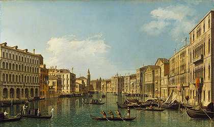 “威尼斯，卡纳莱托从福斯卡里宫到卡里塔的大运河
