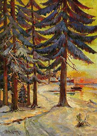 Julius Sergius Klever的《湖上的冬夜》
