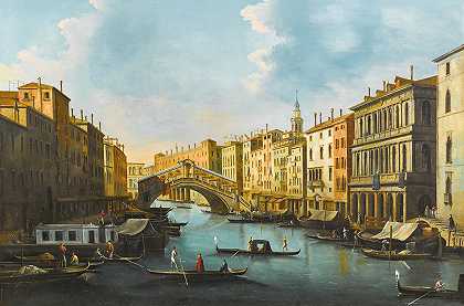 朱塞佩·贝尔纳迪诺·比森的《威尼斯，大运河与里亚托桥》