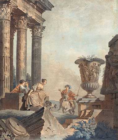 “希腊神庙遗迹”，作者：Jean François Janinet